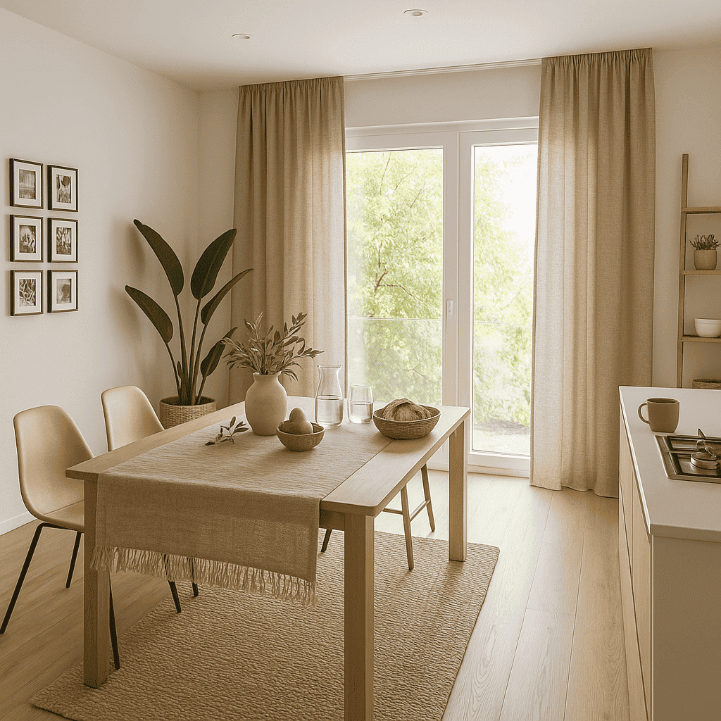 Cortina de Tela Rustica Beige Sahara Cocina Salon Dormitorio