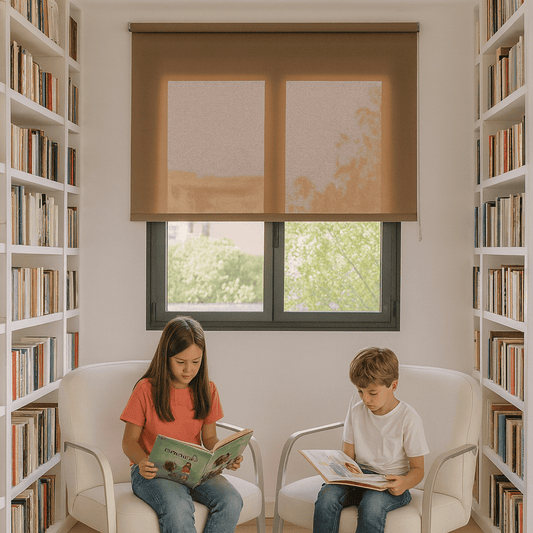 Estor Enrollable Translúcido Algodon Marron