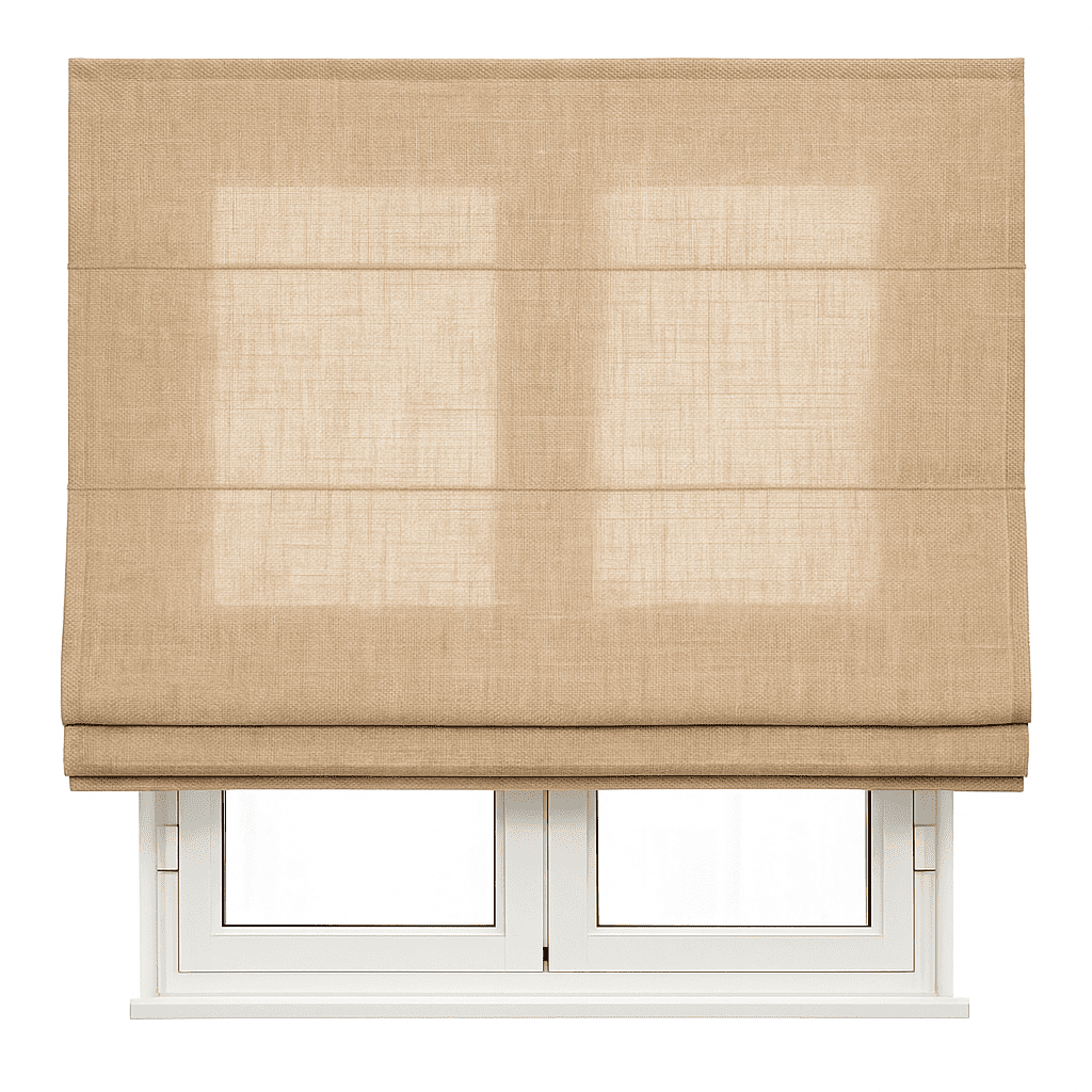 Estor Plegable Traslúcido Beige Tostado - Aspecto Lino