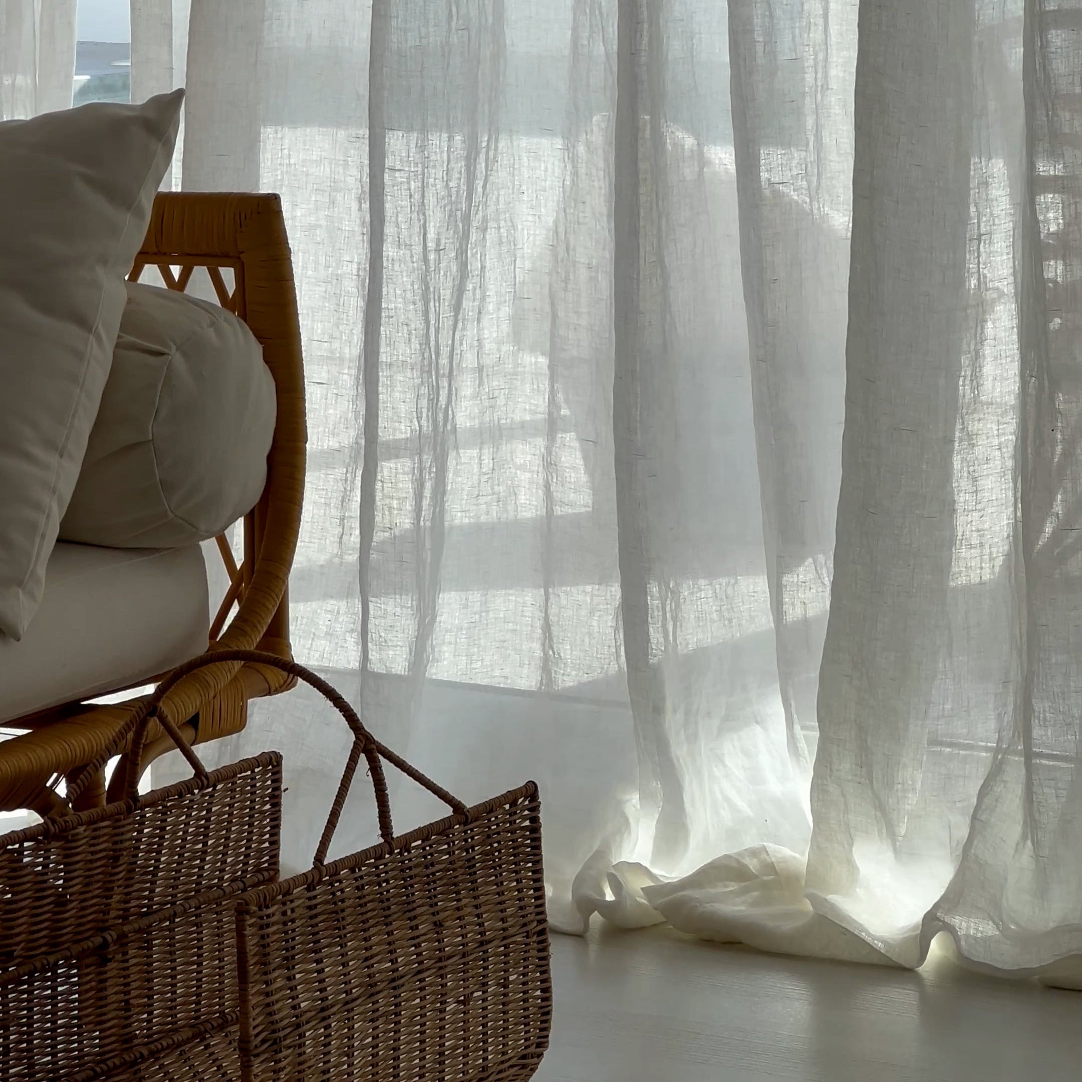 Cortina de Tela + Riel Translúcida Lino 100%