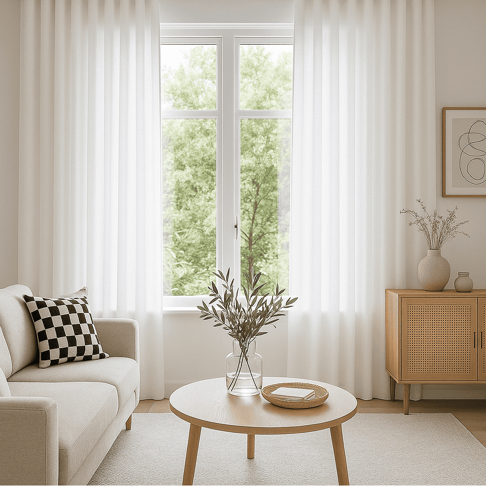 Cortina Onda Perfecta + Riel Translúcido Snow Lino