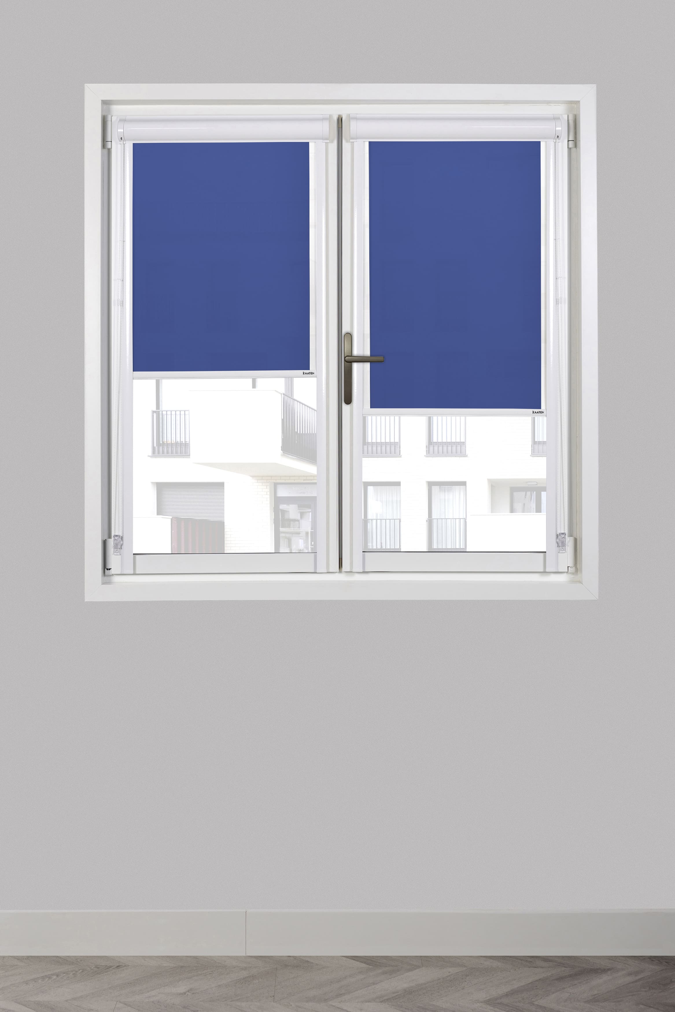 Estor Enrollable traslucido azul Adhesivo con cajon y guias para ventanas oscilobatientes