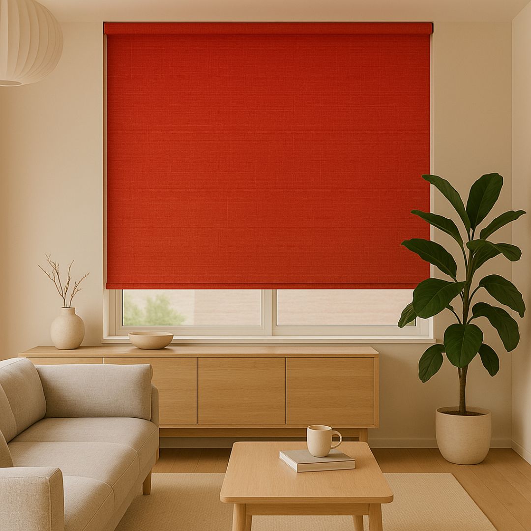 Estor Enrollable Translúcido Shantung Rojo